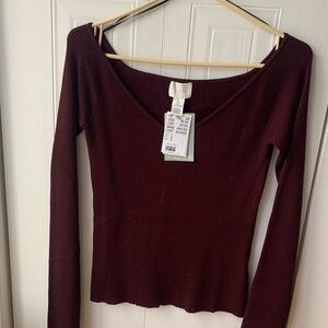 H&M Burgundy Long Sleeve Top
